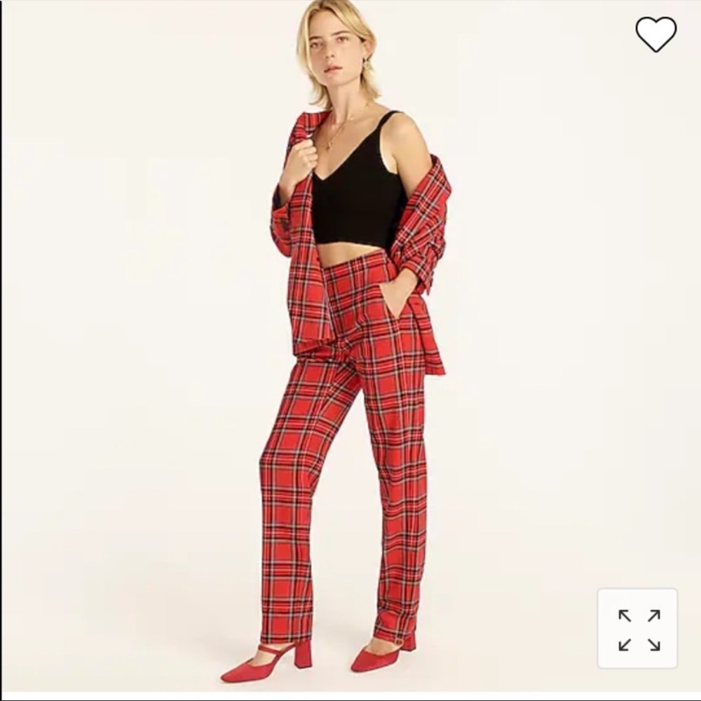 PETITE FULL-LENGTH STRAIGHT-LEG BI-STRETCH WOOL PANT IN GOOD TIDINGS PLAID